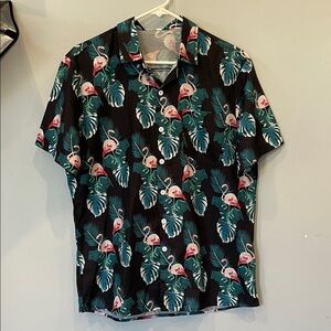 Tropical Flamingo Print Men's Shirt